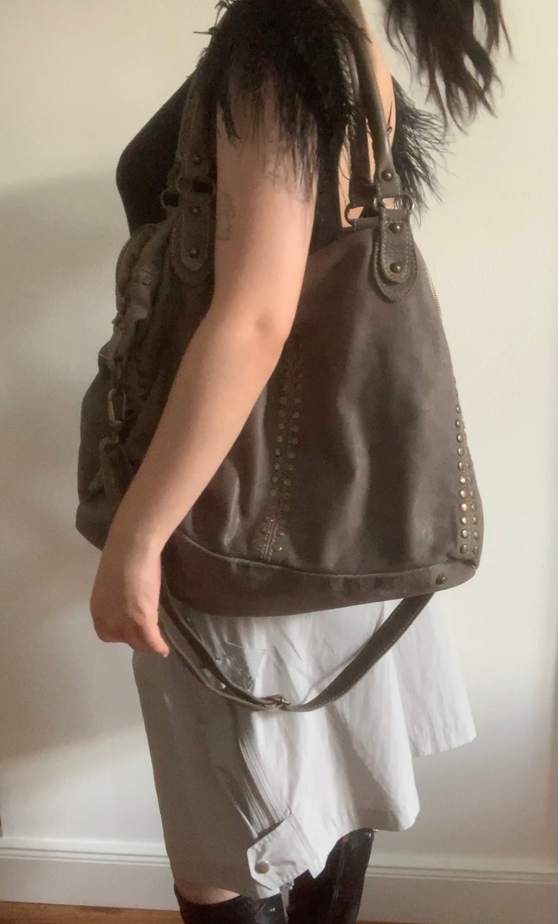 big slouchy studded bag