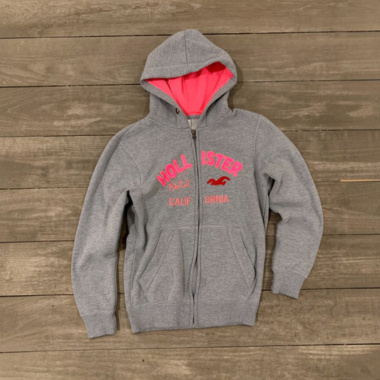 hollister neon pink grey jacket size xs/s