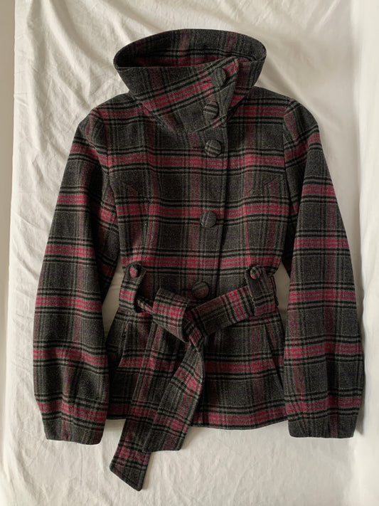 plaid trenchcoat size s