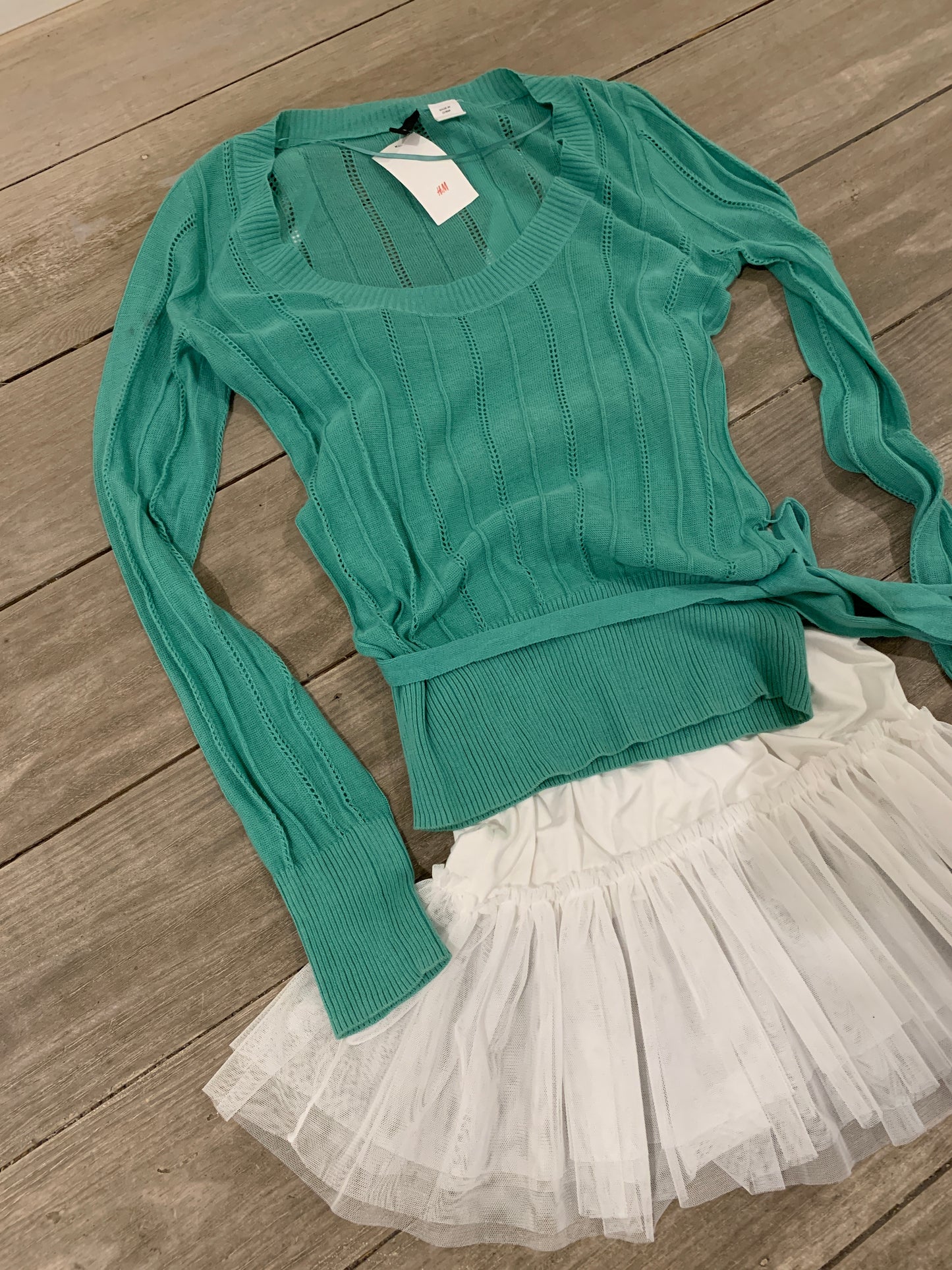 teal lace up top size xs