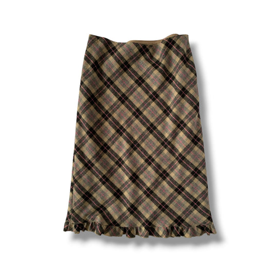 plaid midi skirt size s
