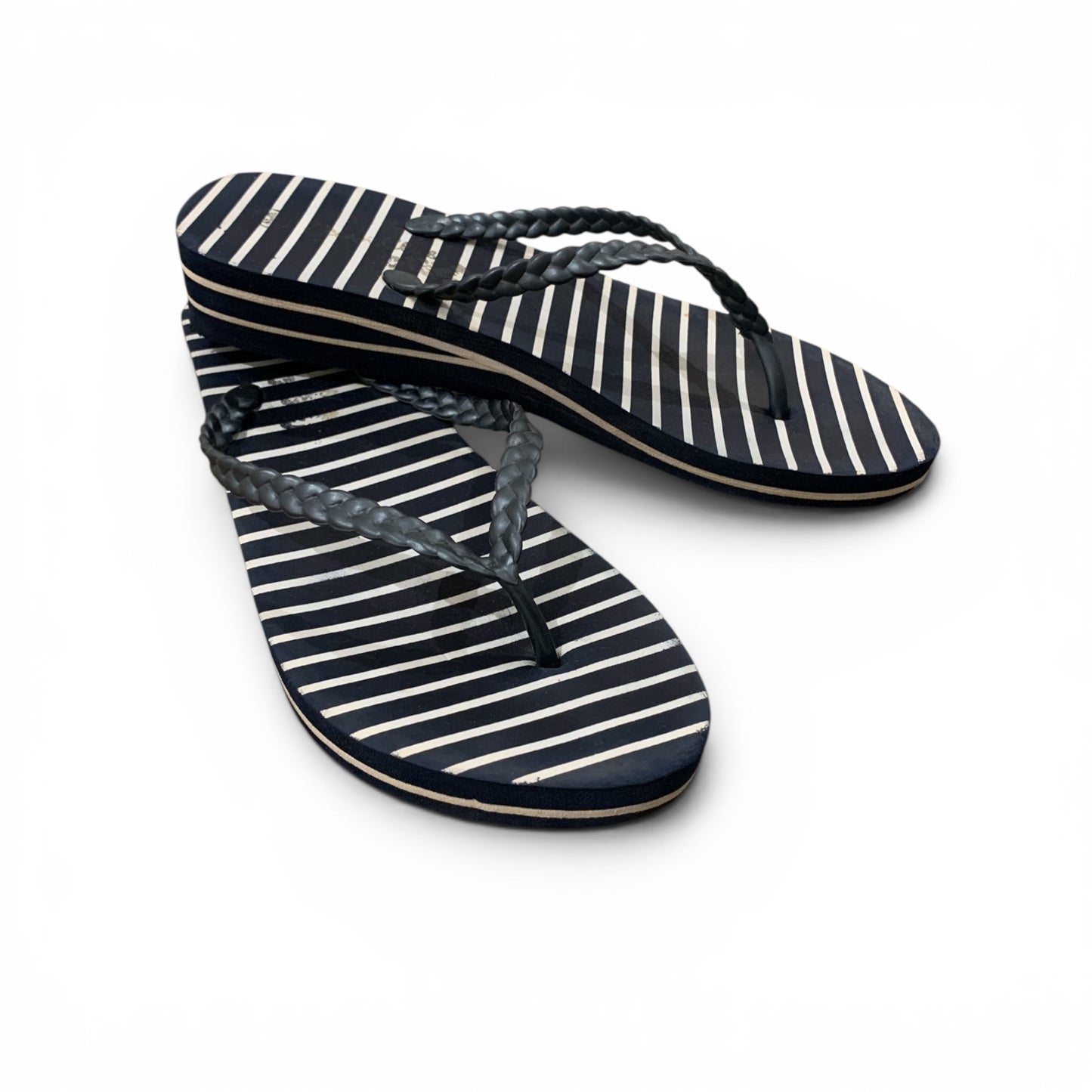 striped wedge flip flops size 37
