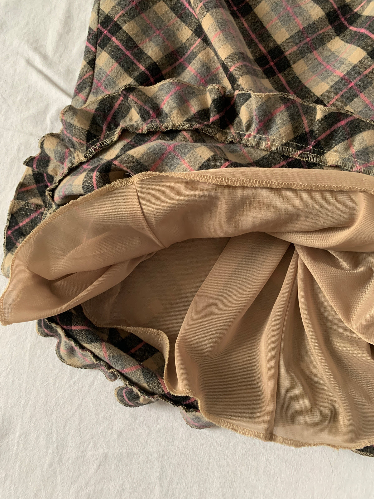 plaid midi skirt size s