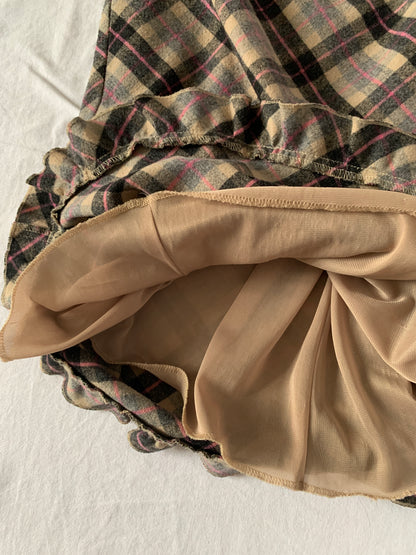 plaid midi skirt size s
