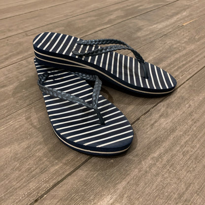 striped wedge flip flops size 37
