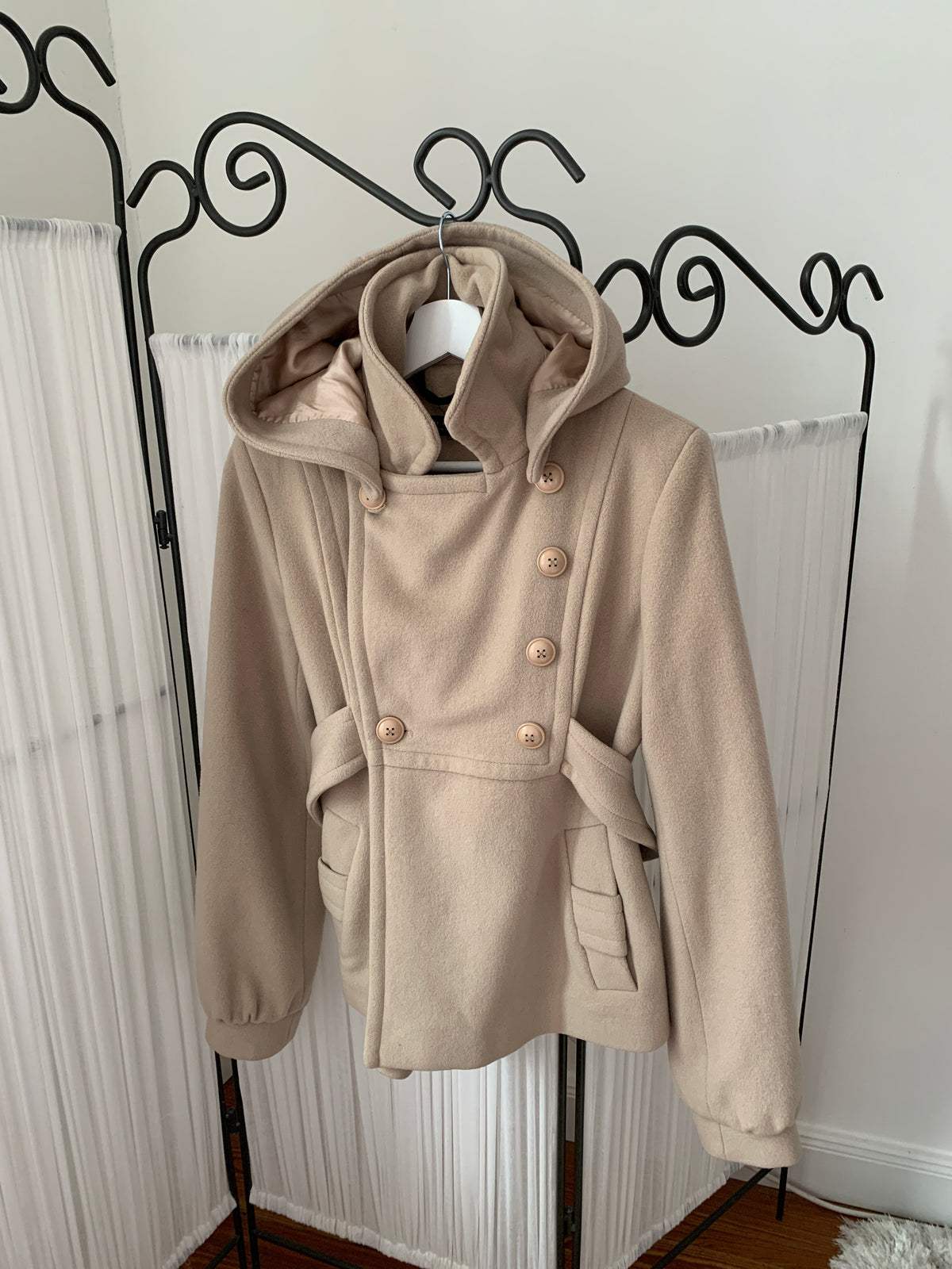 hooded twinset peacoat size s