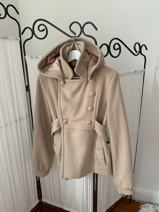 hooded twinset peacoat size s