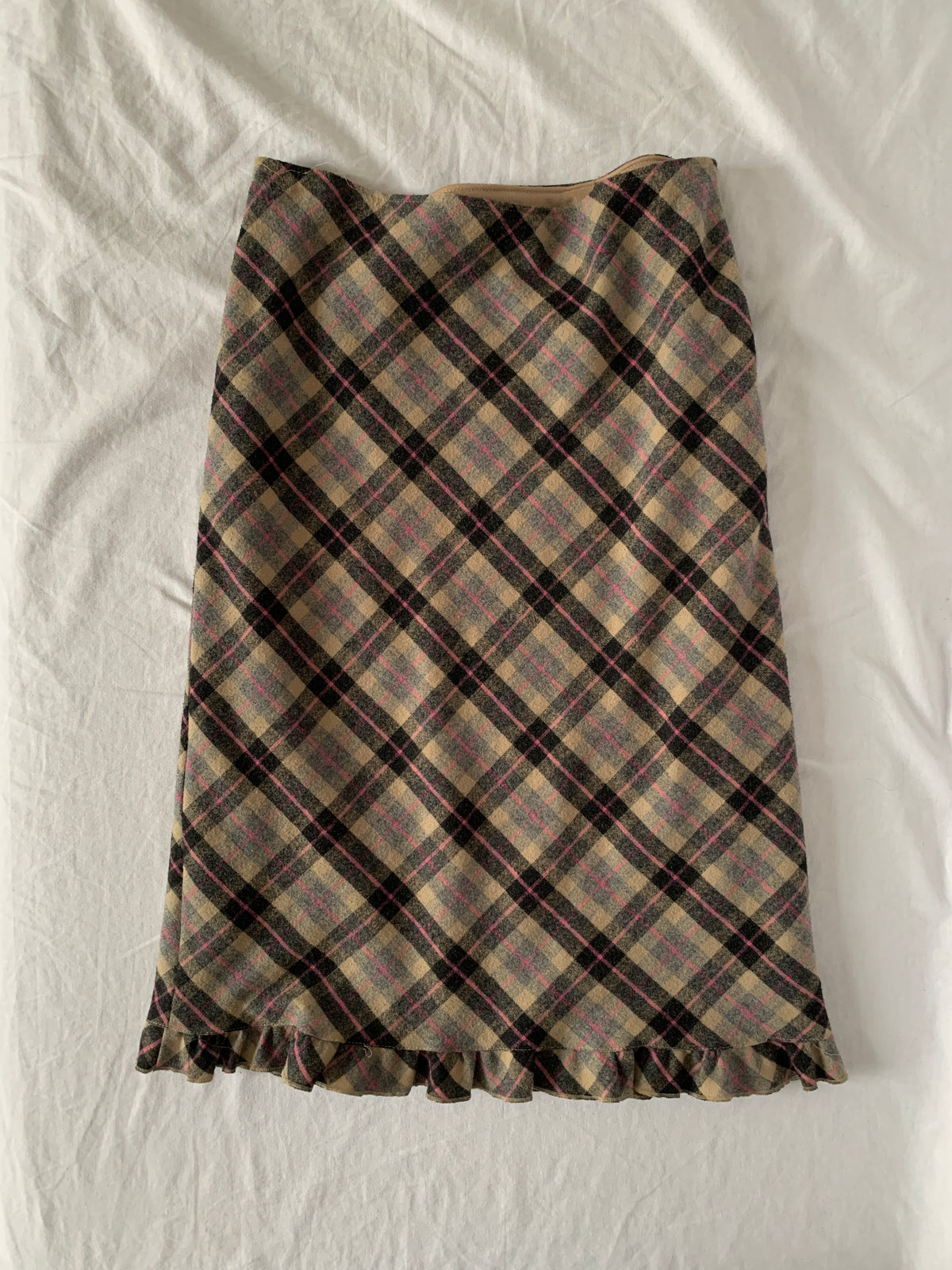 plaid midi skirt size s