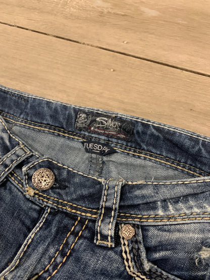 distressed low waist jeans size w25/l31
