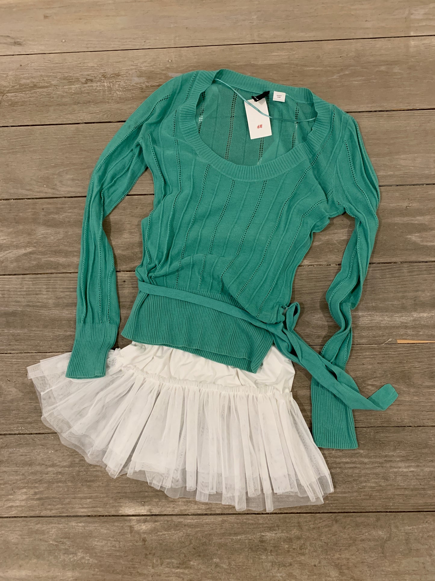teal lace up top size xs