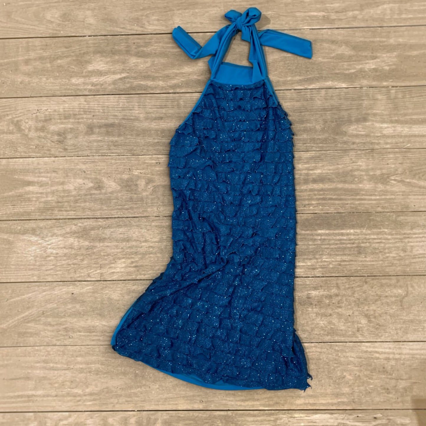 mermaid glitter ruffles long top size s
