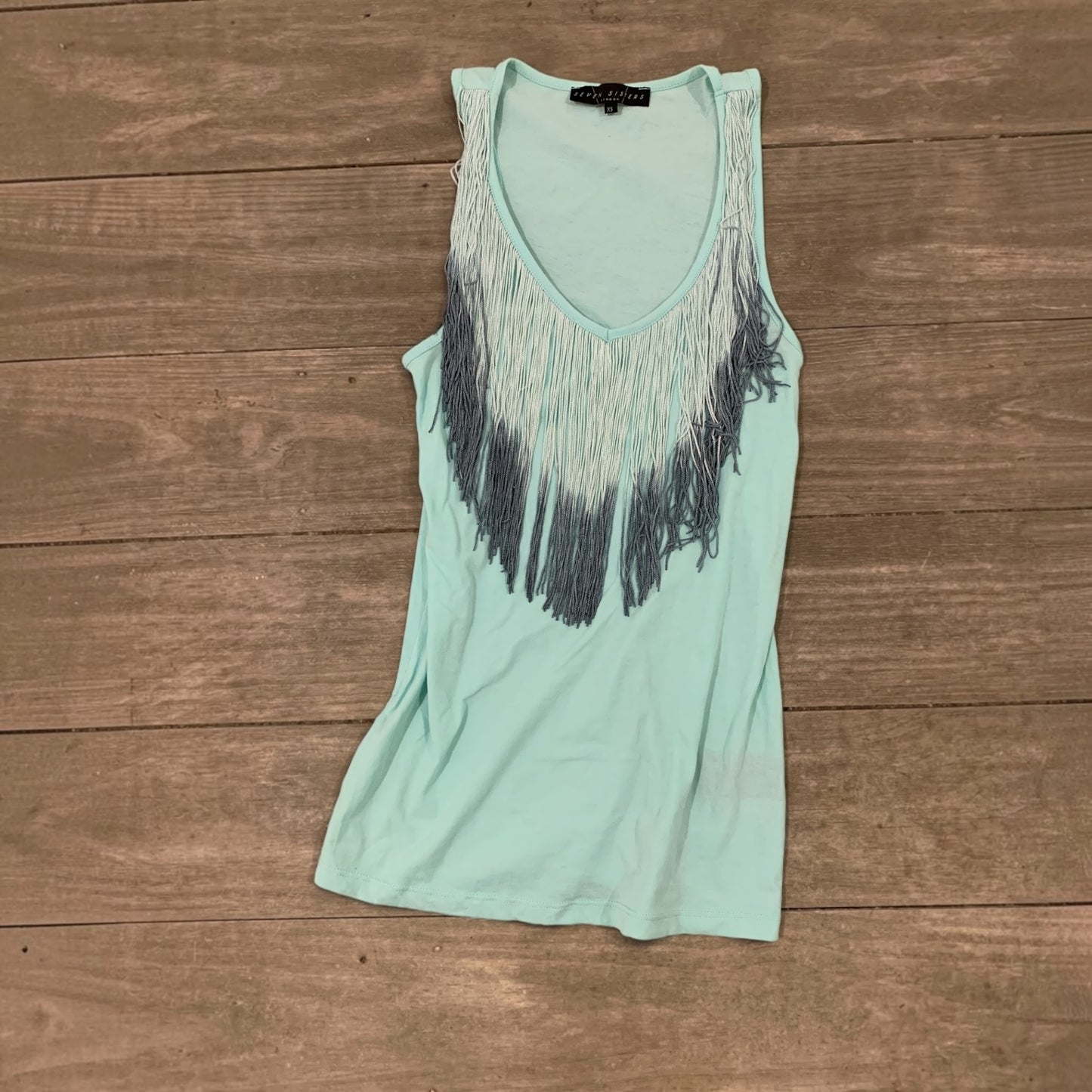 mint fringed top size s