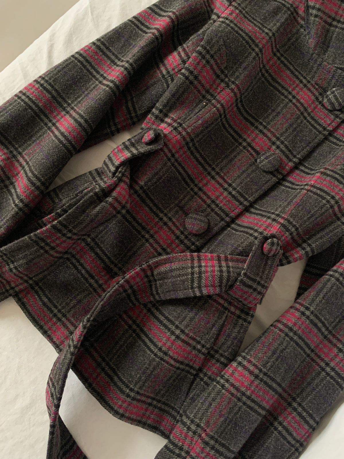 plaid trenchcoat size s