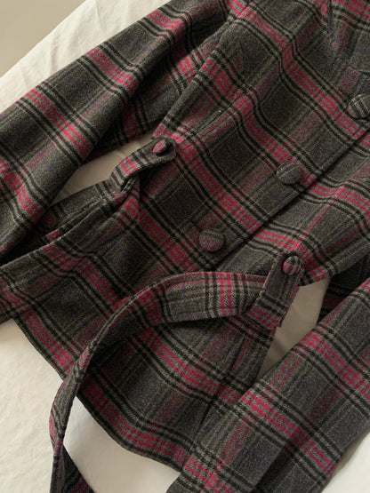 plaid trenchcoat size s
