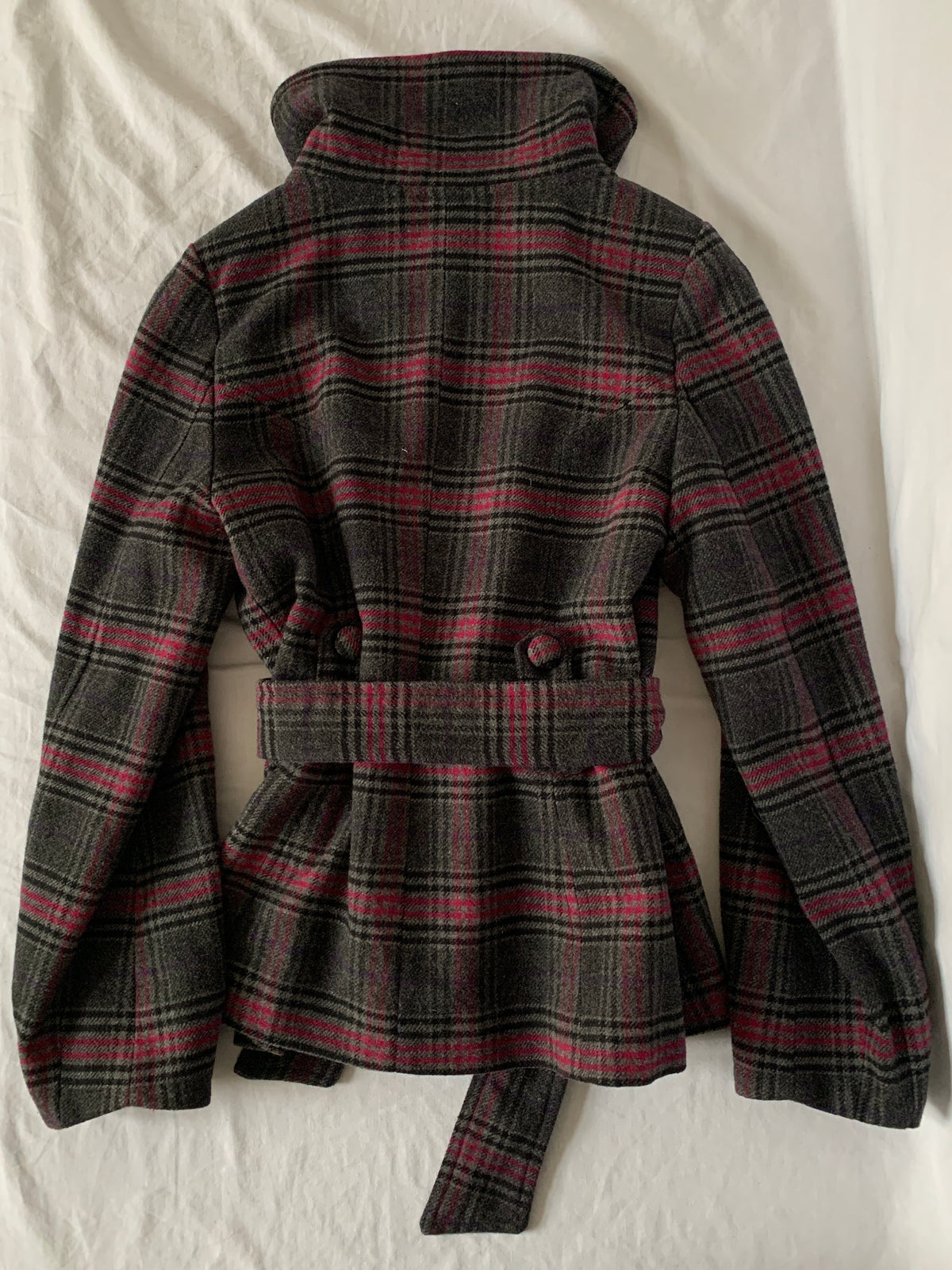plaid trenchcoat size s
