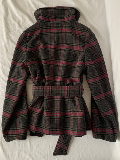 plaid trenchcoat size s
