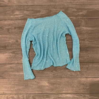 light blue glitter longsleeve size xs/s