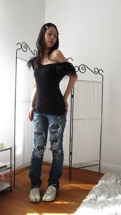 distressed low waist jeans size w25/l31