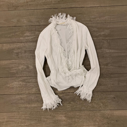 feather wrap blouse size s/m
