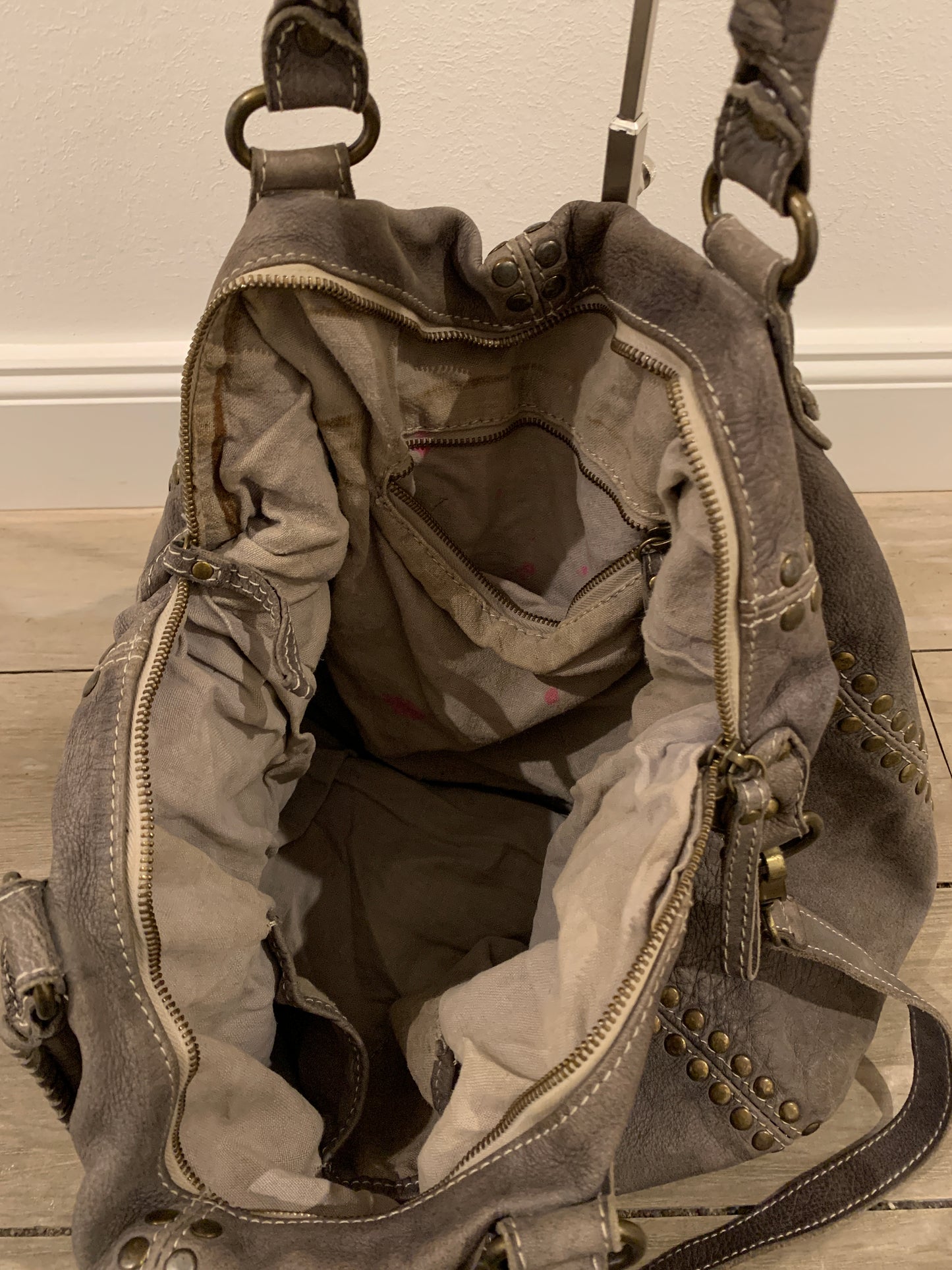 big slouchy studded bag
